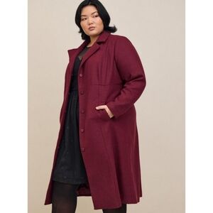 Torrid Size 0 Wool Blend Zinfandel Trench Coat